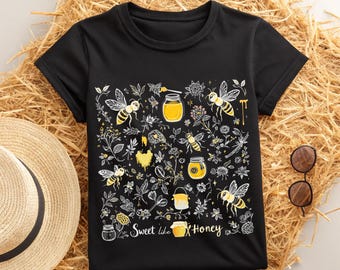 Camiseta con estampado "dulce como la miel de abeja": camiseta con estampado cottagecore