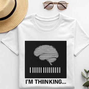 Camiseta &quot;Estoy pensando&quot; que se activa con el calor: camiseta con mensaje oculto que cambia de color, regalo divertido para introvertidos.