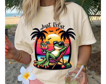 Just Relax Frog T-Shirt: Funny Beach Vacation Graphic Tee