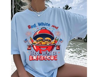 Red White and Barbecue T-Shirt: Funny 4th of July Cookout Tee