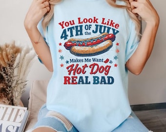"4th of Jul Hot Dog T-Shirt: ""britisches"" Grillshirt."