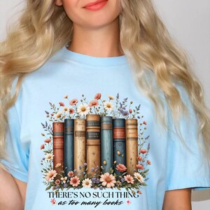 Floral Book Stack T-Shirt: Book Lover Gift