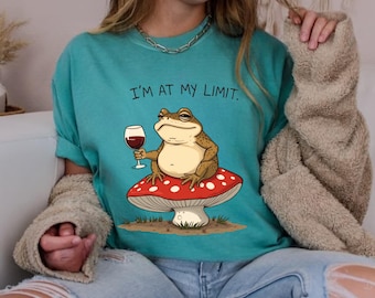 Funny Toad Drinking Wine T-Shirt: Cottagecore Frog Art Tee