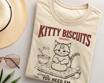 Kitty Biscuits T-Shirt – Funny Baking Cat Tee, Cat Lover Gift