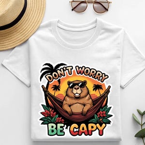 DON’T WORRY Be CAPY Shirt – Cute Capybara T-Shirt, Funny Retro Capybara Lover Gift, Aesthetic Vintage Animal Tee, Chill Capybara Outfit