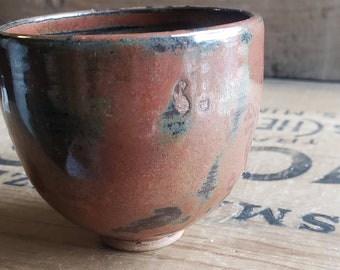 Handmade Ceramic Offering Cup // Glossy Warm Red Brown // Ritual Tools // Wheel Thrown Pottery