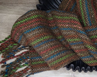 Handwoven Scarf in Autumn Stripes * Loom Woven