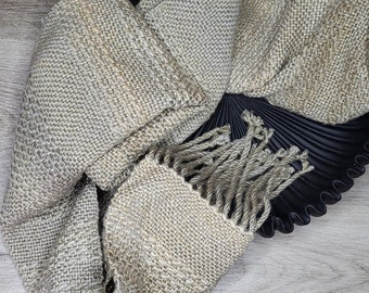 Texture Stripe Scarf in Pale Linen * Loom Woven