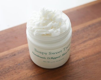 Unscented - Whipped Shea Butter - 4 oz. Jar - Free Shipping - Whipped Body Butter - No Fragrance - Moisturizer - Lotion - Soapy Sweet Treats