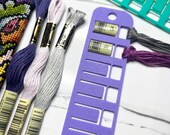 Compact Floss Thread Card Organizer with Label Tag Slots | Holds 10, Style: Long SQ | Cross Stitch, Embroidery and Needlework Organization