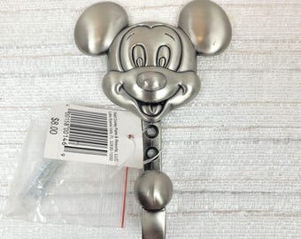 NWT Vintage Silver Brushed Disney Metal Mickey Mouse Wall Coat, Towel, Keys Hook