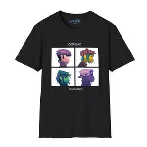 Gorillaz, Demon Days, Unisex T-shirt, Black Music T-shirt, Gorillaz Band, Rock Music, Graphic Tee, Music Gift, T-shirt Merch, Band Tee