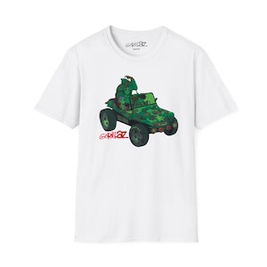 Gorillaz, Jeep, Unisex T-shirt, White, Music T-shirt, Gorillaz Band, Rock Music, Graphic Tee, Music Gift, T-shirt Merch, Band Tee