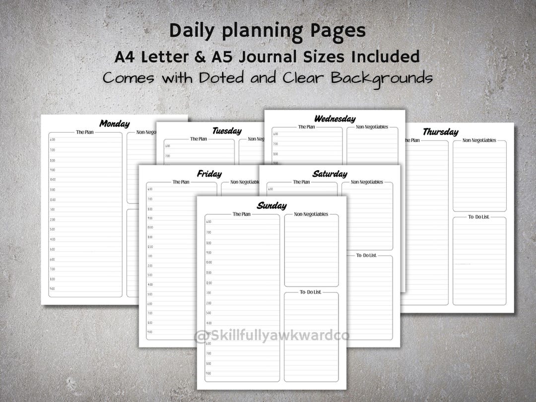 Printable Daily Planner Pages: A4 A5 PDF Journal Inserts - Etsy