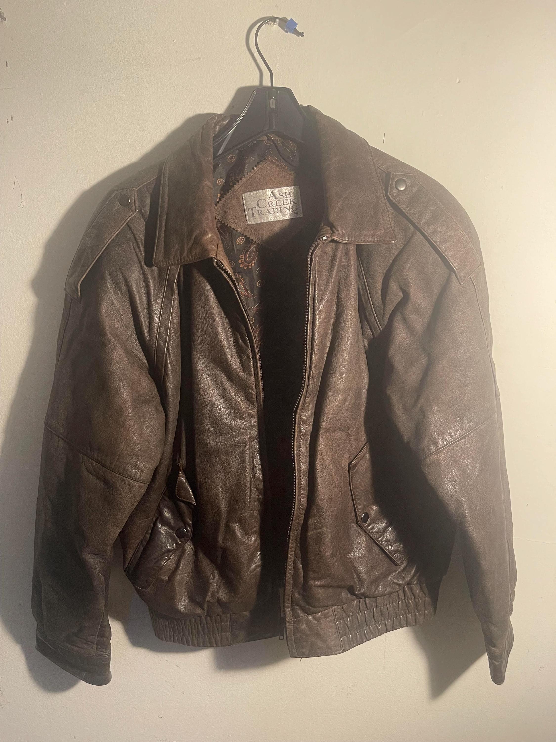 90s Ash Creek Trading Brown Vintage Leather Jacket & Coats for Men 