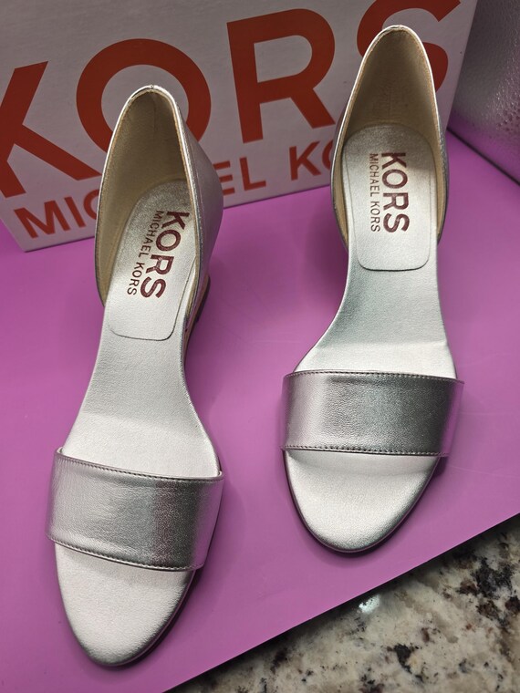 Michael kors silver wedges discount