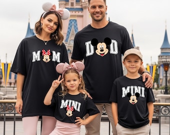 Conjunto de camisetas familiares Disney, minicamisetas o sudaderas a juego para mamá y papá, camiseta familiar de Mickey y Minnie, atuendo para viaje a Disney, camisetas para vacaciones familiares