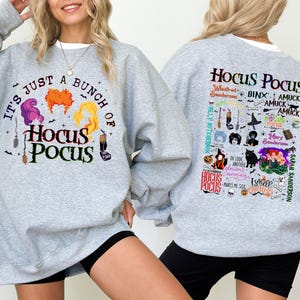It’s Just a Bunch of Hocus Pocus Sweatshirt, Salem Witch Movie Inspired Halloween Pullover, Vintage Fall Crewneck