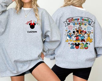 Personalized Disney Family  2026 Sweatshirt, Matching Group Disney Sweatshirt, Custom Minnie Mickey Family Vacation Sweatshirt