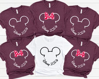 Matching Family Disney 2026 Shirts, Custom Disney Trip Tees, Mickey and Minnie Mouse Ears Family Shirts, Personalized Names Disney Gifts