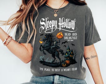 Sleepy Hollow Dead And Breakfast Shirt, Vintage Halloween Tee, Haunted Horseman Shirt, Spooky Fall Comfort Colors T Shirt, Gothic Halloween