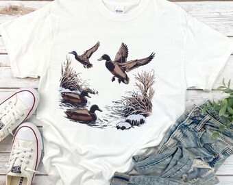 Retro Mallard Duck T-Shirt: 90s Boho Fall Pond Scene