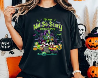 Vintage Mickey's Not So Scary 2025 Shirt, WDW Halloween Family Costume Outfit, Disney Halloween Tee, Mickey & friends Skeleton Pumpkin Shirt