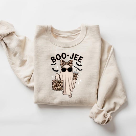 Boo-Jee Ghost Sweatshirt, Leopard Ghost Tee, Ghost Coffee Shirt, Funny Fall Shirt, Ghost Tee, Girly Halloween Gift, Boojee Shirt