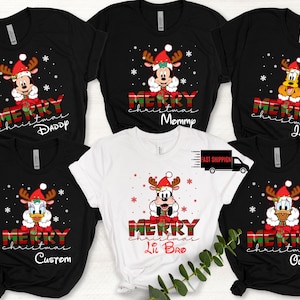 Custom Disney Family Christmas Shirt, Matching Christmas Tees, Personalized Disney Character Christmas Shirt, 2025 Mickey’s Very Merry Shirt