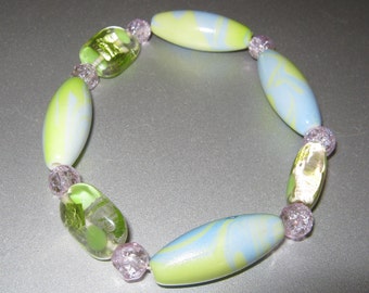 Lime sherbet and pale blue bracelet