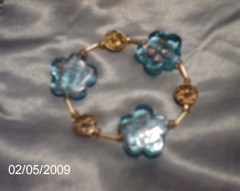 Blue Glass Flower Bracelet