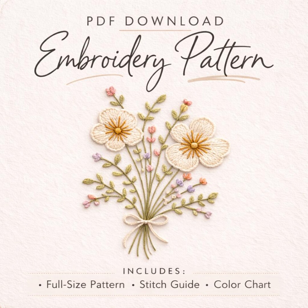 Floral Bouquet Hand Embroidery Pattern PDF - Etsy