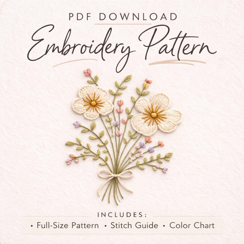 Floral Bouquet Hand Embroidery Pattern PDF - Etsy