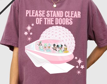 Comfort Color® Epcot Disney World Please Stand Clear Of The Doors Monorail Shirt, Theme Park Train Ride Tee, Disneyland Epcot Trip Tee Q0626