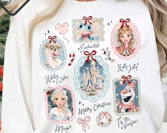 Comfort Colors® Frozen Christmas Shirt, Anna Elsa Olaf Tee, Disney Princess Winter Tee, Magical Holiday Shirt, Disney Xmas Trip Tee Q0381