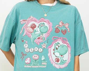 Camisa Comfort Color® Mario Yoshi Coquette Bow Camisa Mario Coquette Fresas Camisa Girls Trip Camisa Mario Coquette 0021