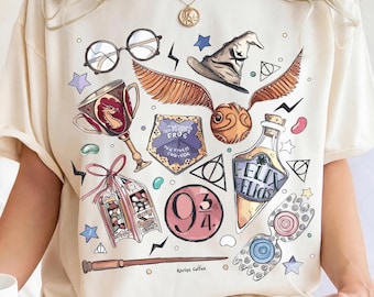 Comfort Colors® Magical Fantasy Wizard Academy Tee Magic School Shirt Witchy Book Lover Shirt Bookish Wizard School Houses Shirt Q0792
