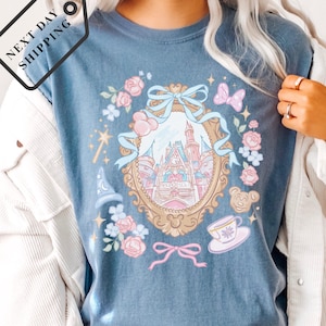 Comfort Color® Vintage Disney Magic Castle Coquette Bow Shirt Disneyworld tee Disney Trip Disney princess shirt 0022