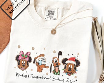 Camiseta navideña de Mickey de Comfort Colors®, camiseta navideña de galletas de Disney, camiseta navideña de Mickey y sus amigos, camiseta festiva navideña de Disney Q0209