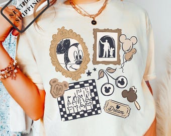 Comfort Colors® Vintage Disney Mickey Mouse Checkered Shirt, Disneyland Tee, Disney Trip Shirt, Disney Vacation, Walt Disney Tee B0102
