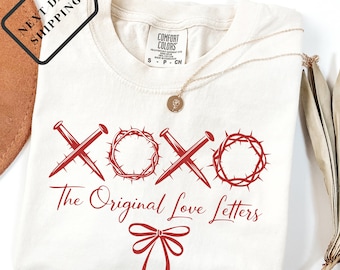 Comfort Colors® XOXO The Original Love Letters Valentine Sweatshirt, Coquette Bow Love Tee, Romantic Valentines Day Shirt Q0441