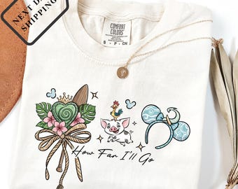 Comfort Colors® Disney Moana Shirt, Moana Pua Hei Hei Shirt, Tropical Disney Adventure Tee, Moana Island Vacation Disney Parks Top, Q0167