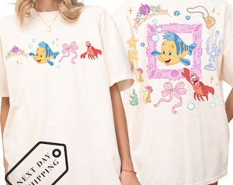 Comfort Color® Disney Little Mermaid Ariel Shirt, Princess Ariel Tee Disney Little Mermaid Sebastian Flounder Shirt, Disney Trip Shirt Q0642