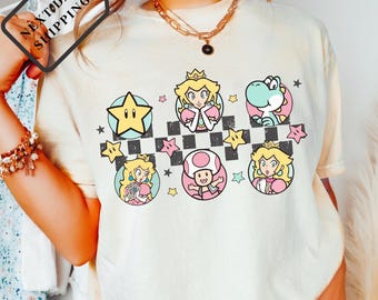 Comfort Colors Mario & Yoshi Shirt: Princess Peach Coquette Tee