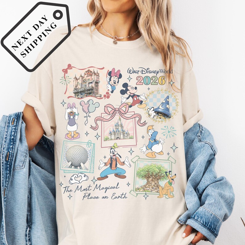 Comfort Color® Vintage Walt Disney World 2026 Shirt Disneyland Happiest Place on Earth Tee, Disney Trip Shirt, Disney Epcot Trip Shirt Q0604 immagine 3