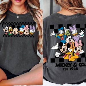 Comfort Colors® Vintage Mickey and Co 1928 Shirt, Retro Checkered Mickey and Friends Tee, Walt Disney Checkered Classic Disney Shirt Q0627