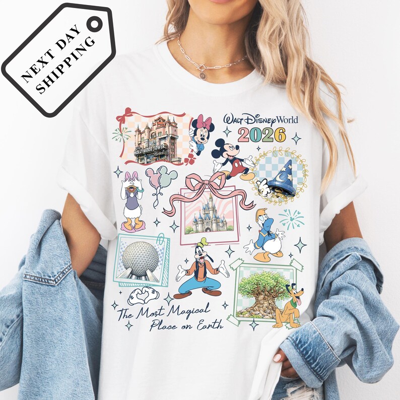 Comfort Color® Vintage Walt Disney World 2026 Shirt Disneyland Happiest Place on Earth Tee, Disney Trip Shirt, Disney Epcot Trip Shirt Q0604 immagine 2
