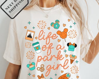 Comfort Colors® Disney Life Of A Park Girl Shirt, Coquette Bow Mickey Minnie Ears Tee, Disney Family Trip Top, Disney Birthday Teen Q0117
