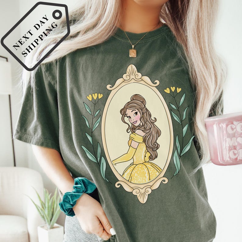 Comfort Colors® Disney Belle Princess Coquette Bow Shirt, Beauty and the Beast Tee, Belle Princess Shirt, Disney Trip Tee, Gift for Her 0097 image 5