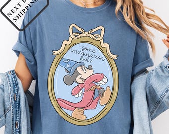 Comfort Colors® Mickey Mouse Wizard Tee, Vintage Disney Fantasia Magical Shirt, Mickey Some Imagination Tee, Retro Disney Trip Top, Q0169